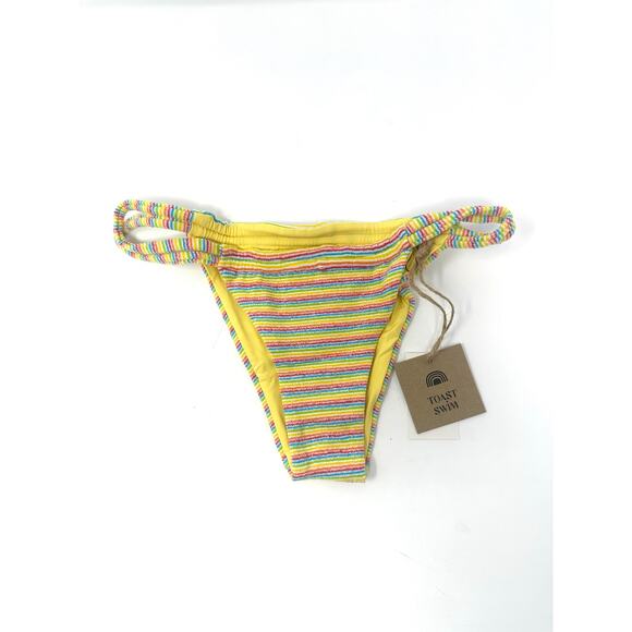 Free People x Toast Rainbow Striped Ribbed Tunnel Swim Bikini Bottoms size XS - Picture 1 of 6